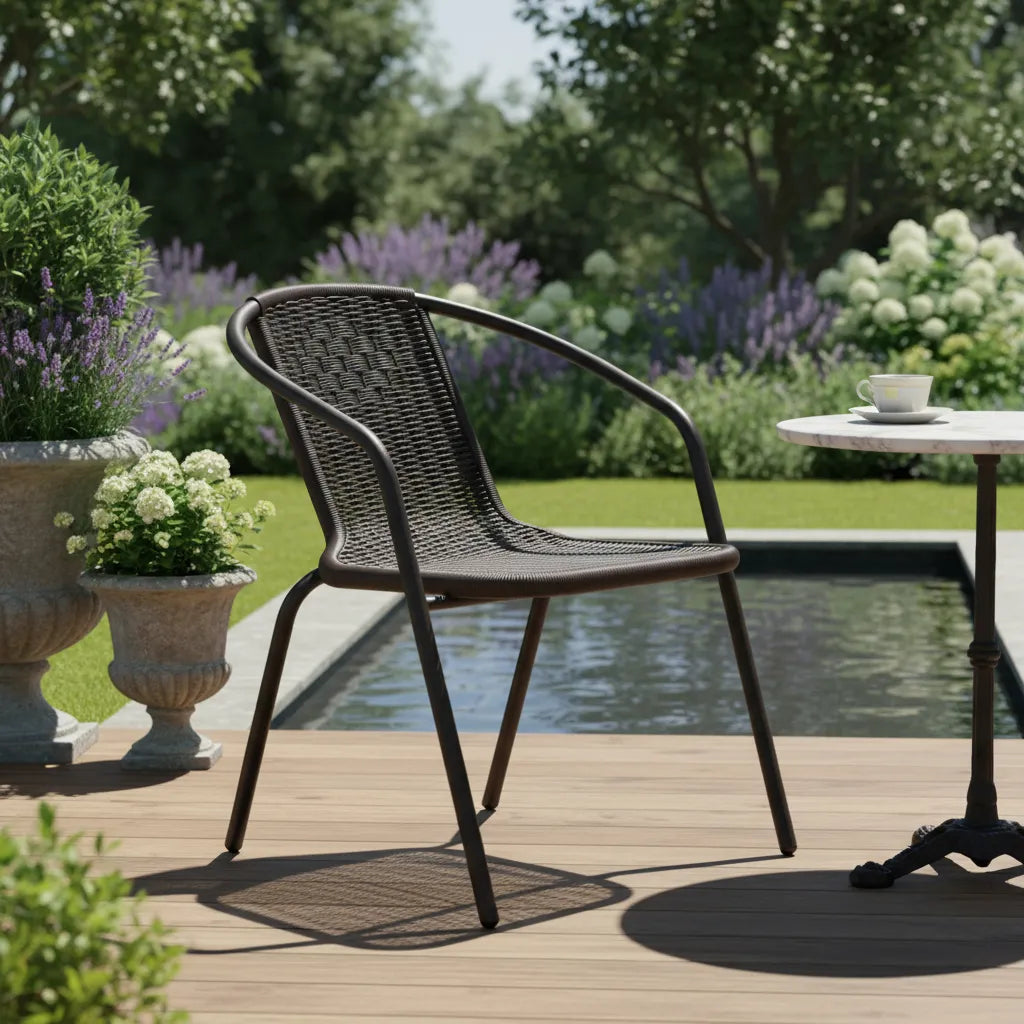 Silla de patio tipo rattán - NEGRO