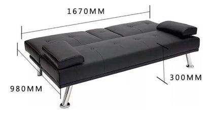 Sofá cama con posa vasos Century - NEGRO