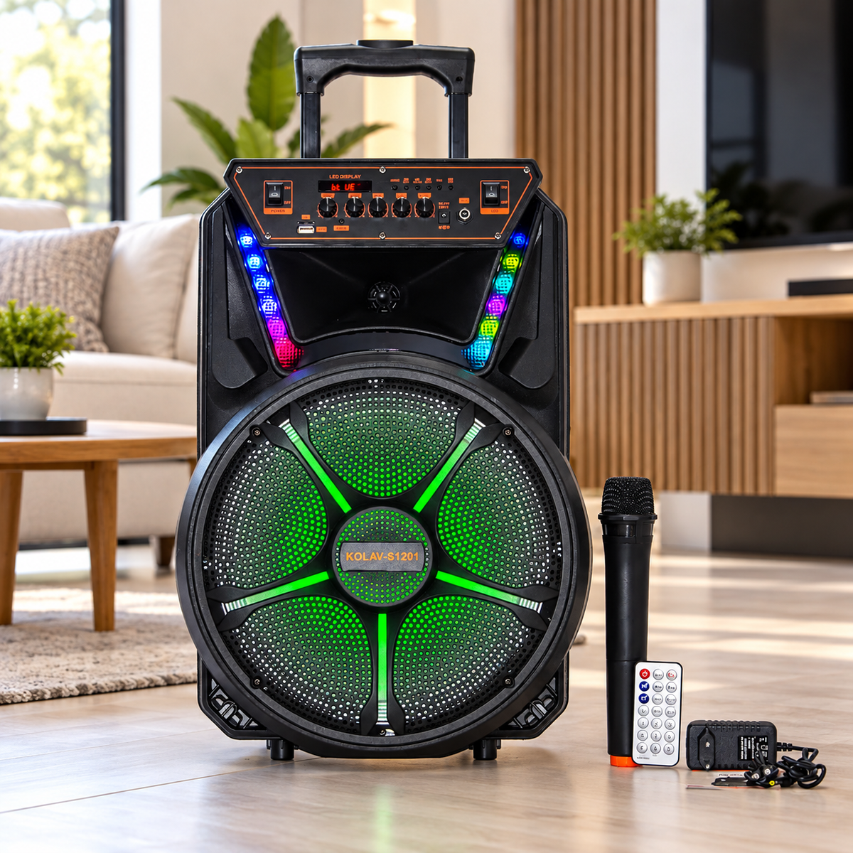 Parlante 12" Kolav Activo - S1201 con Micrófono y Control