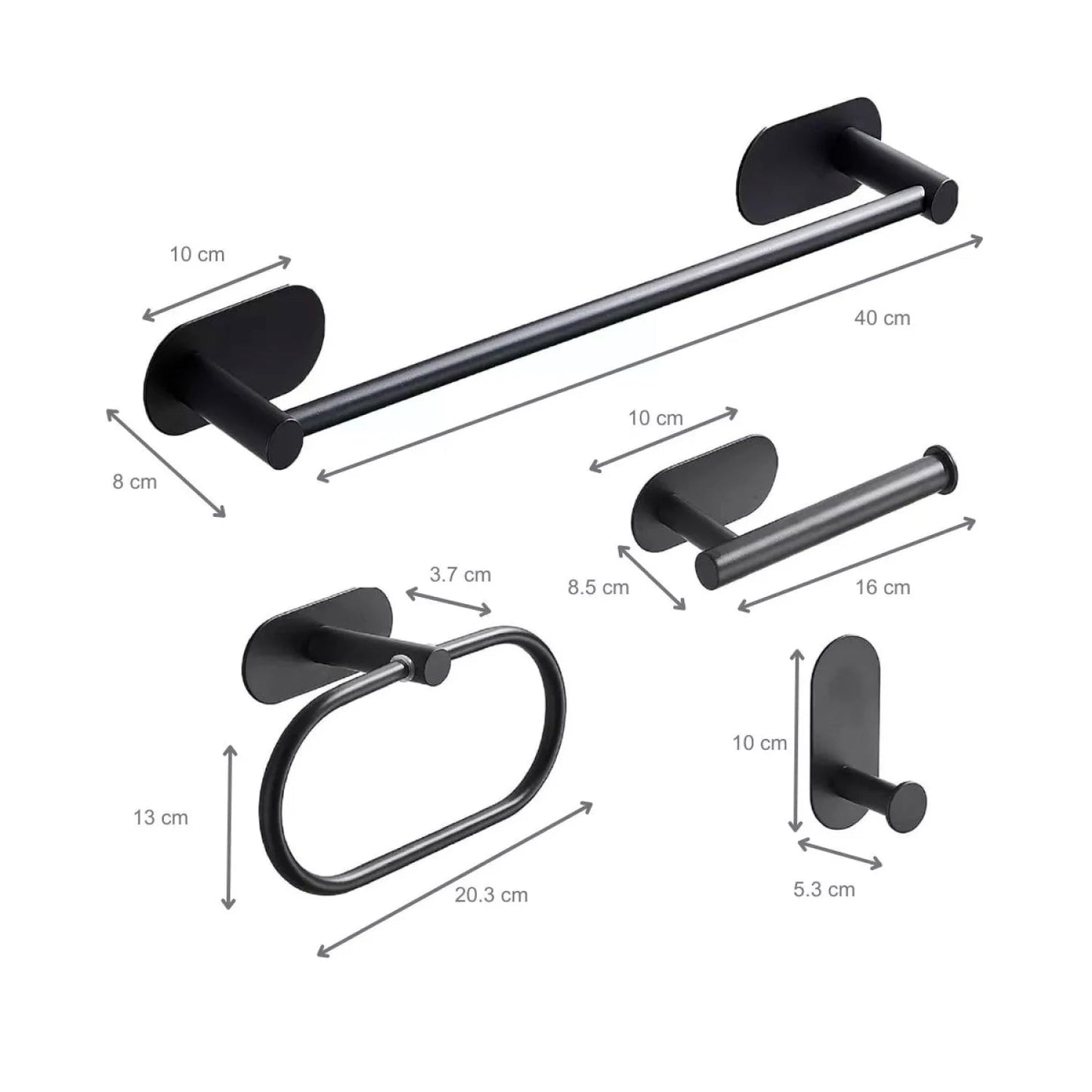 Accesorios para baño 4 piezas adhesivas - EG1947