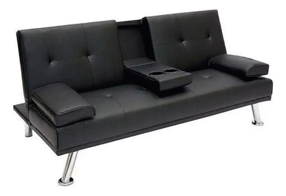 Sofá cama con posa vasos Century - NEGRO