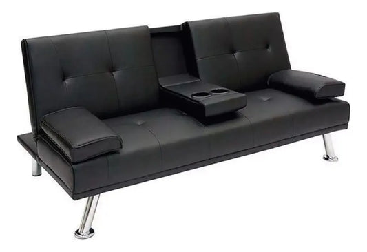 Sofá cama con posa vasos Century - NEGRO