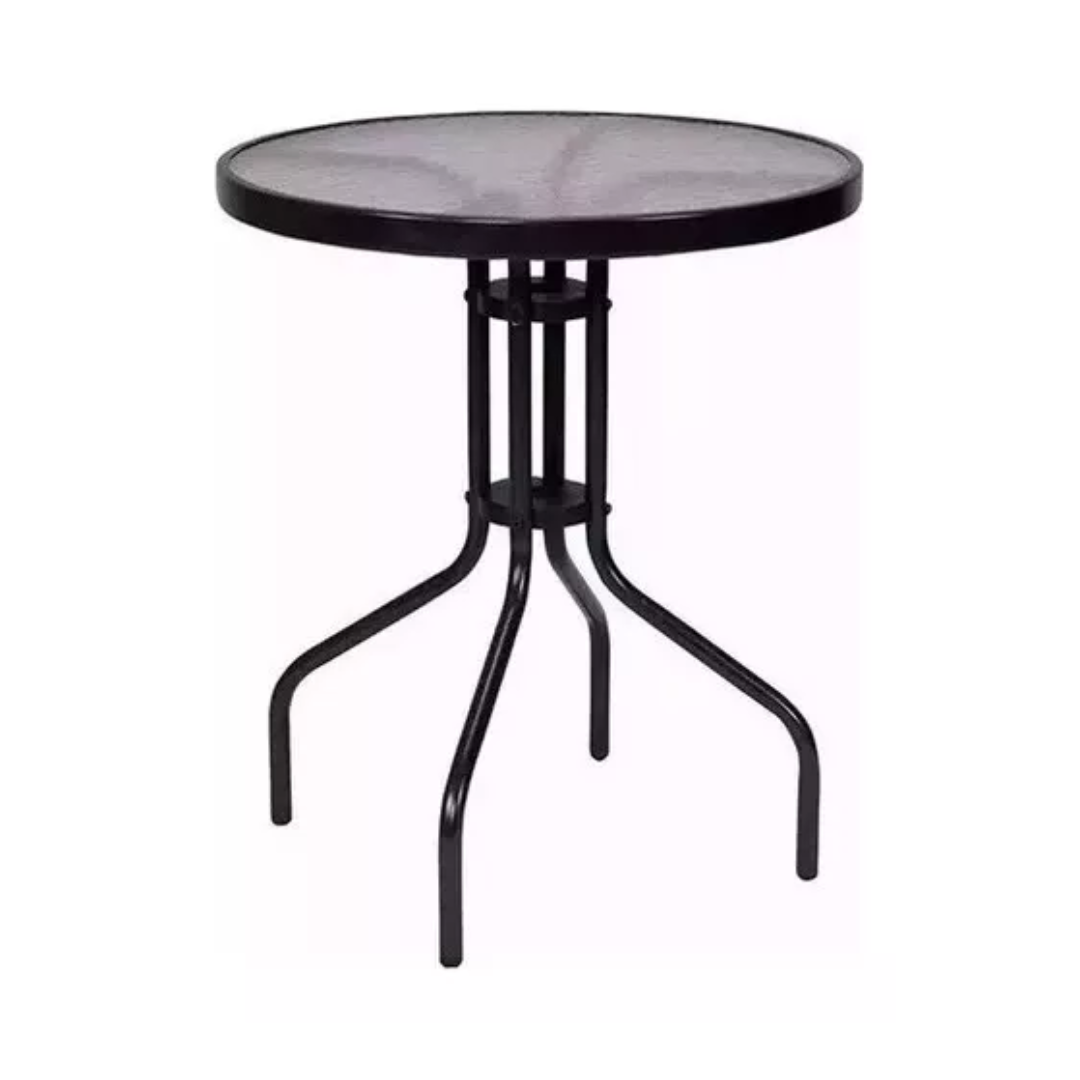 Mesa de patio circular de vidrio