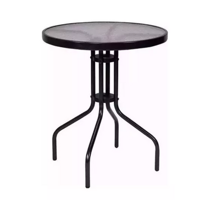Mesa de patio circular de vidrio