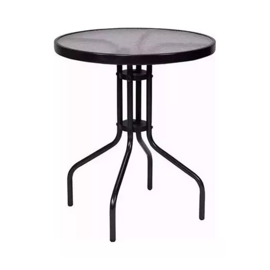 Mesa de patio circular de vidrio