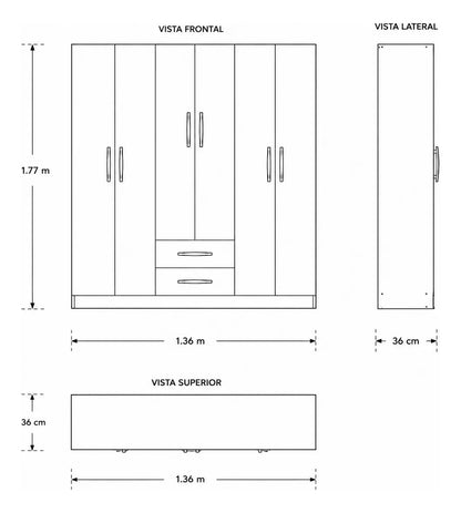 Ropero 6 puertas y 2 cajones MARROCO RIPADO - AUSTRIA