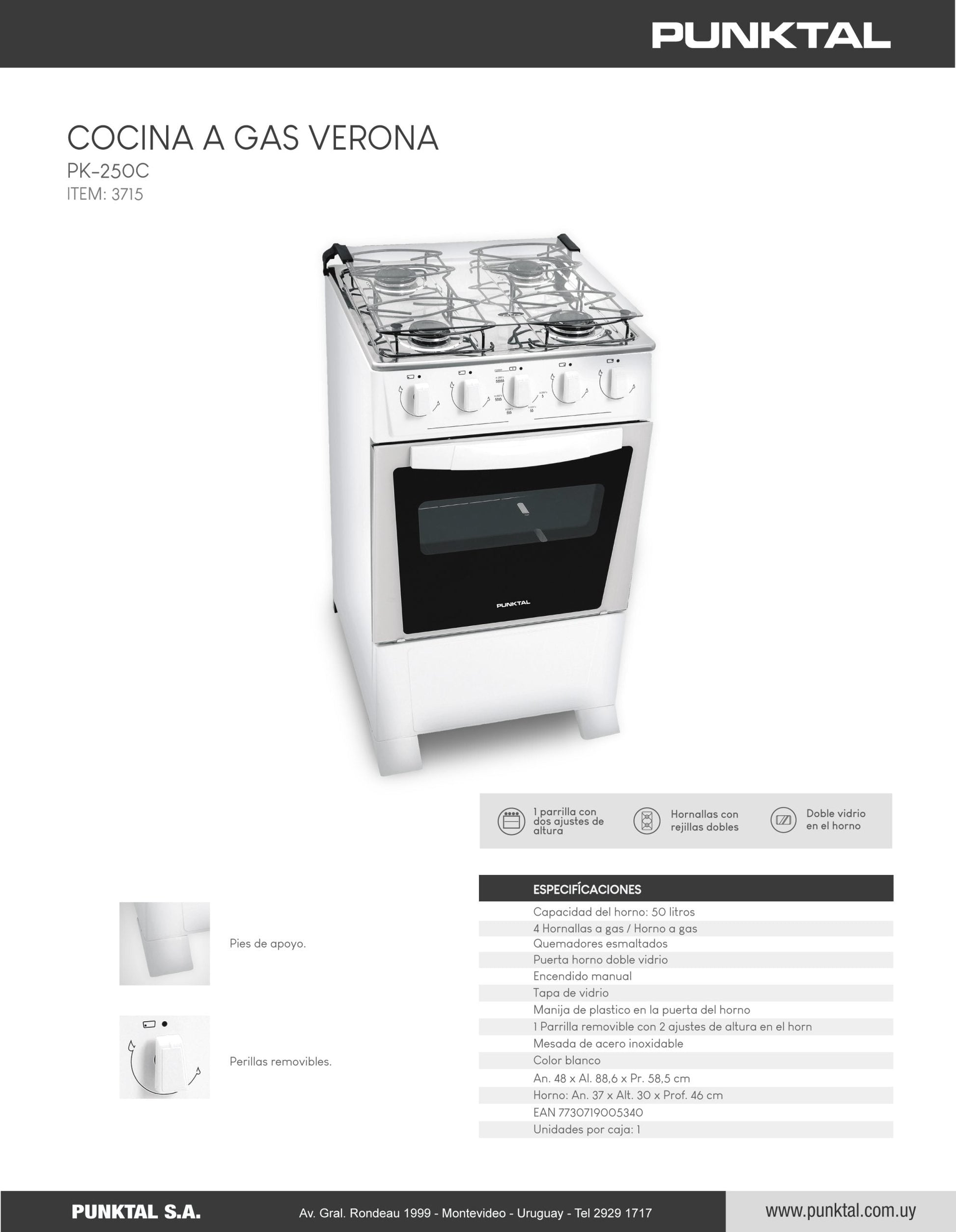 Cocina a gas Punktal PK-250