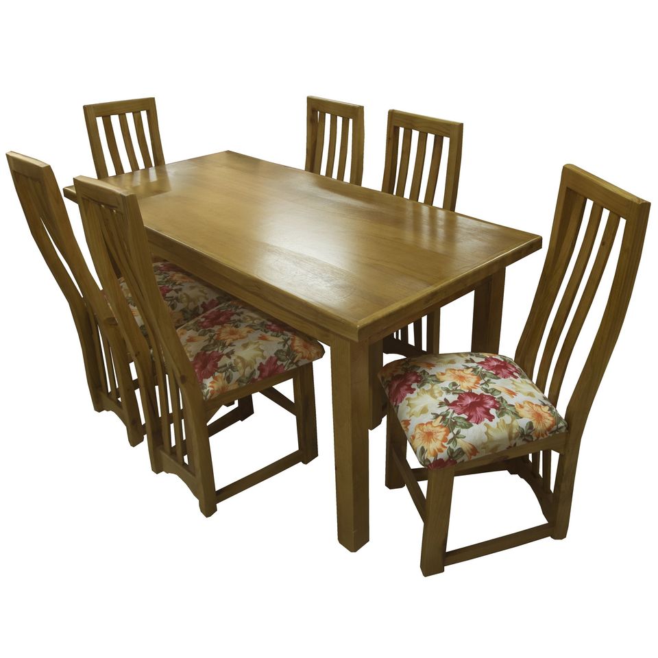 Juego de comedor 6 sillas madera maciza - TAPIZADO