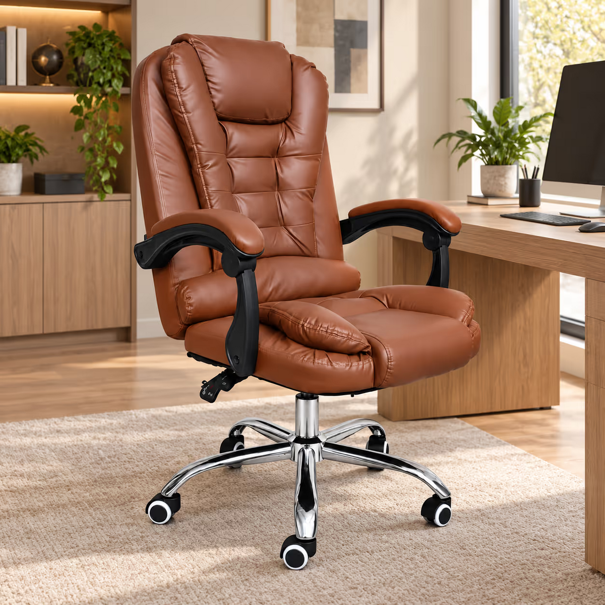 Silla de escritorio reclinable acolchada XIN0005 - MARRÓN
