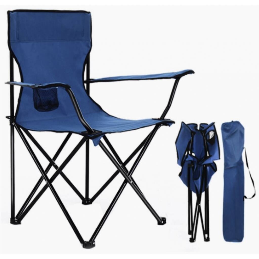 Silla plegable con posa vaso - AZUL