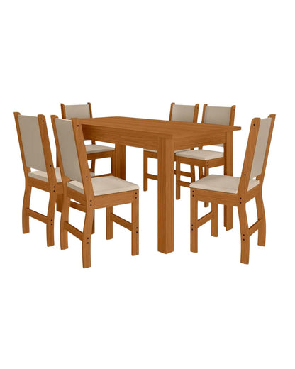 Juego de comedor MDF 6 sillas Freijo/Savana - BELLAGIO