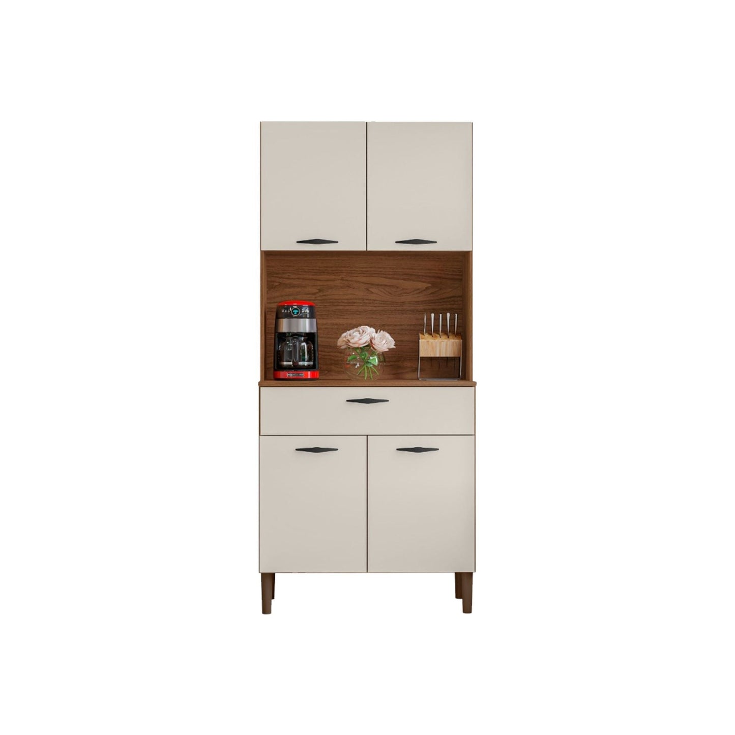 Kit de cocina 4 puertas CRIS - NOGUEIRA/OFF WHITE