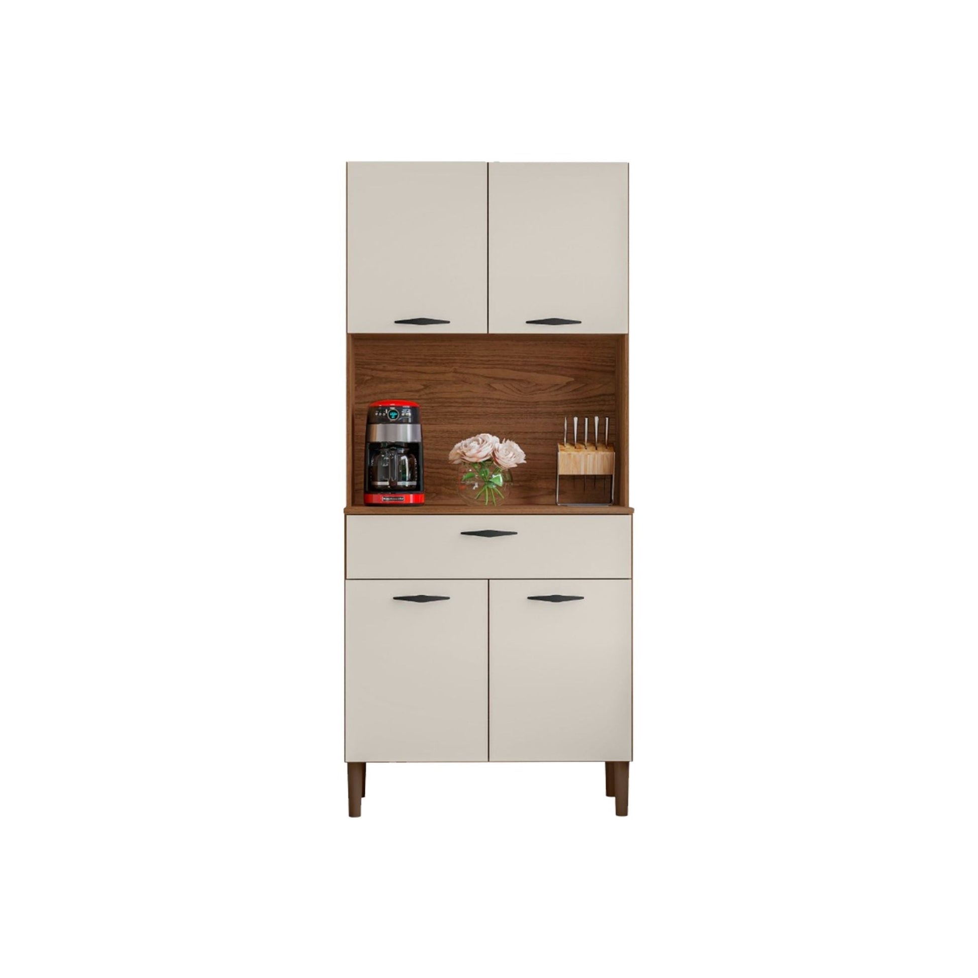 Kit de cocina 4 puertas CRIS - NOGUEIRA/OFF WHITE