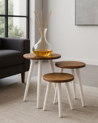 Mesas circulares x3 - HMX001 - Color:Nevado