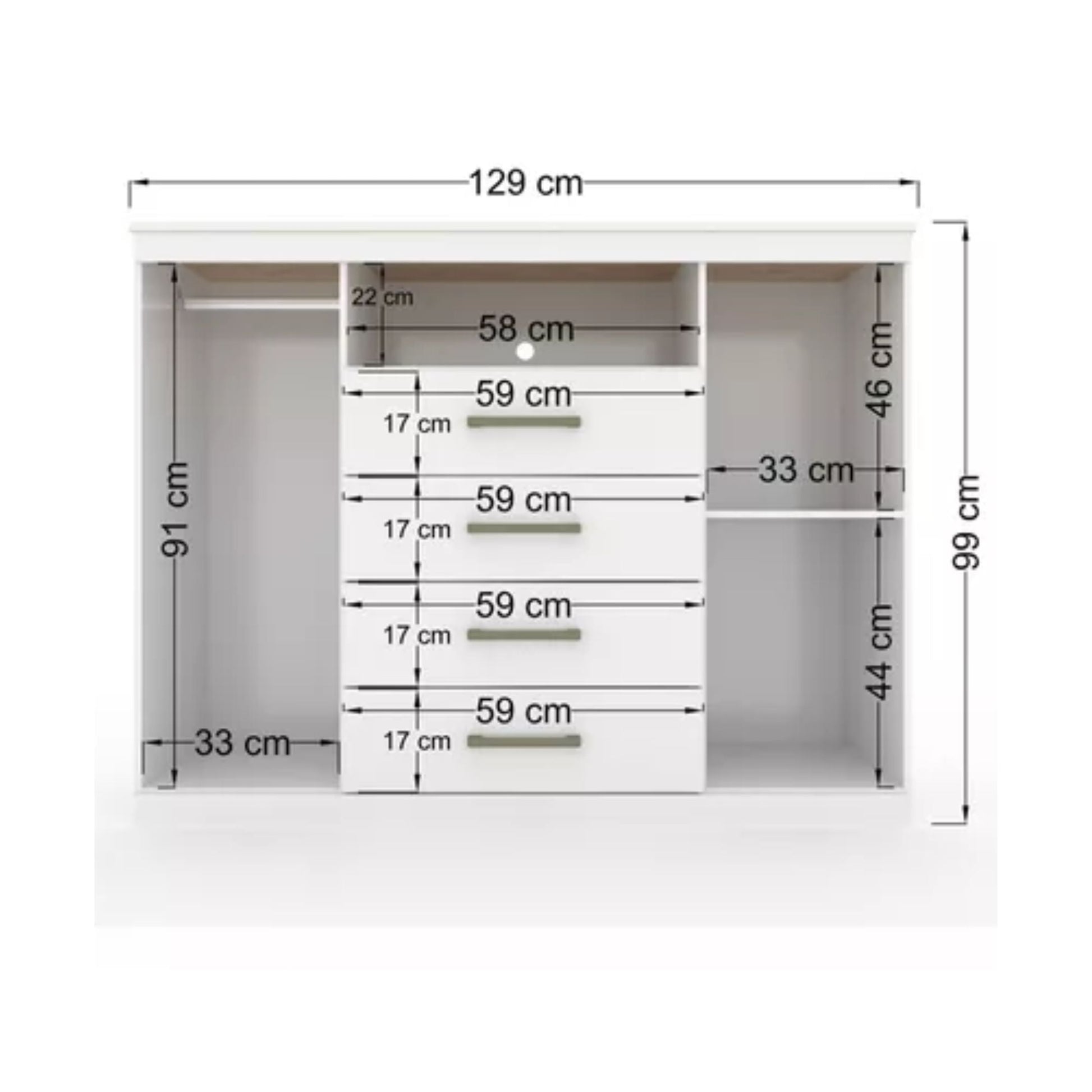 Cómoda Master 4 cajones 2 puertas - BLANCO