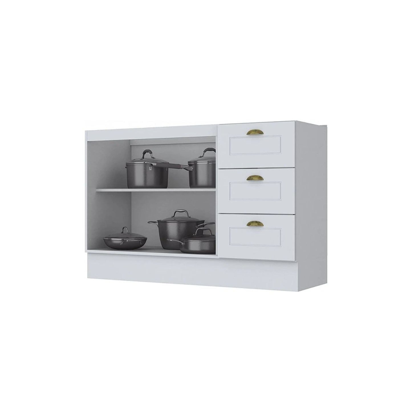 Bajo mesada 2 puertas y 3 cajones AMERICANA - BLANCO