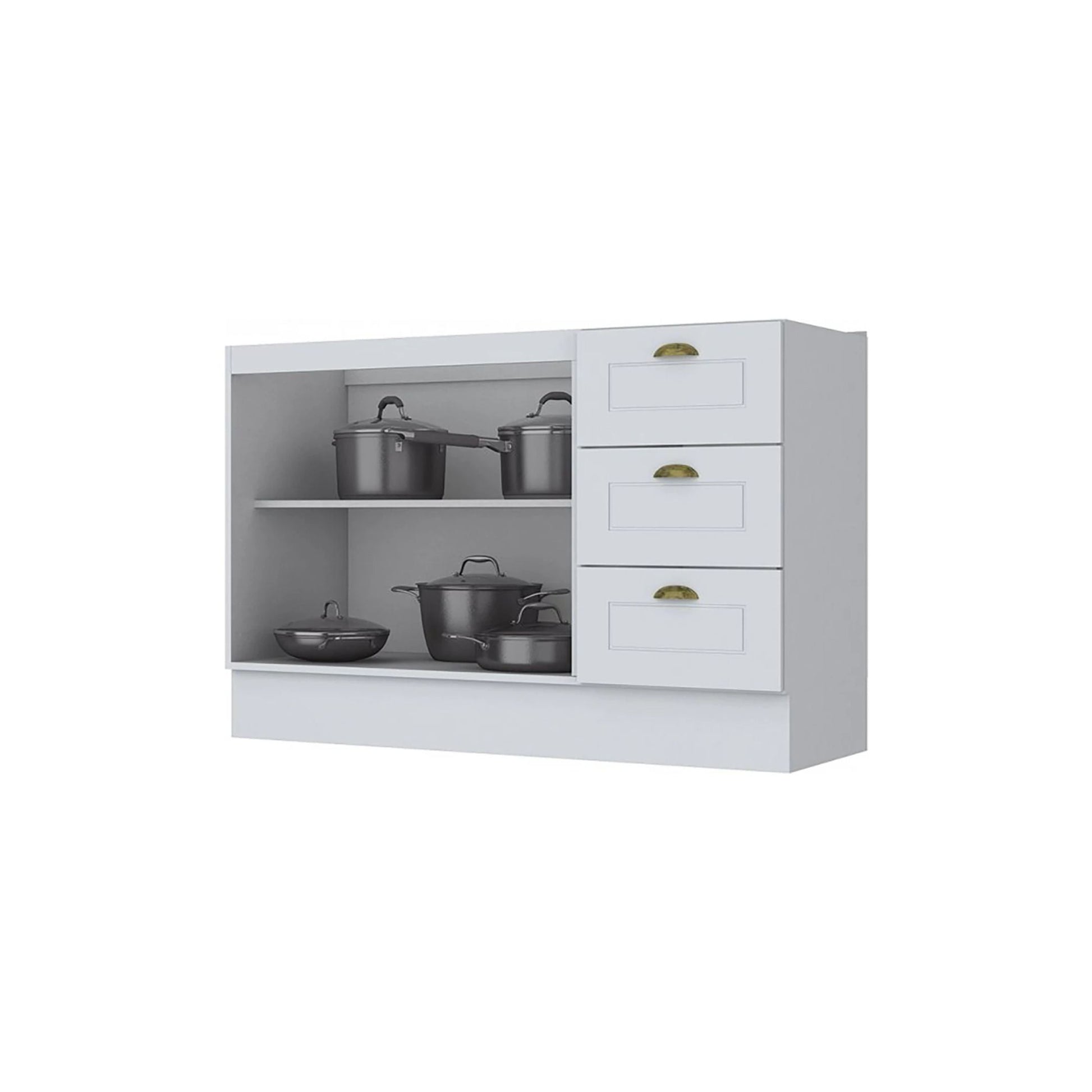 Bajo mesada 2 puertas y 3 cajones AMERICANA - BLANCO