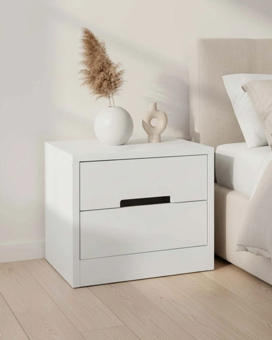 MESA DE LUZ 2 CAJONES BLANCO - S822 