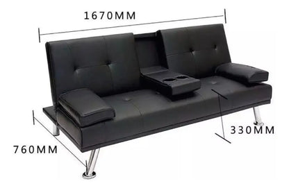 Sofá cama con posa vasos Century - NEGRO