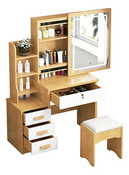  Tocador con Espejo LED Blanco/Madera - ESH0020M