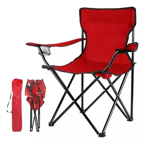 Silla plegable con posa vaso - ROJO