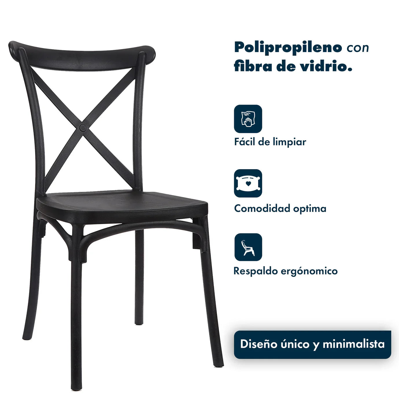 Silla de plástico Katrina - NEGRO