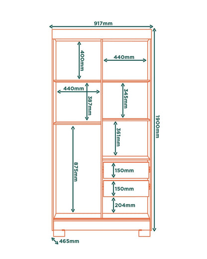 Ropero 2 puertas corredizas ANTARES - MARRÓN