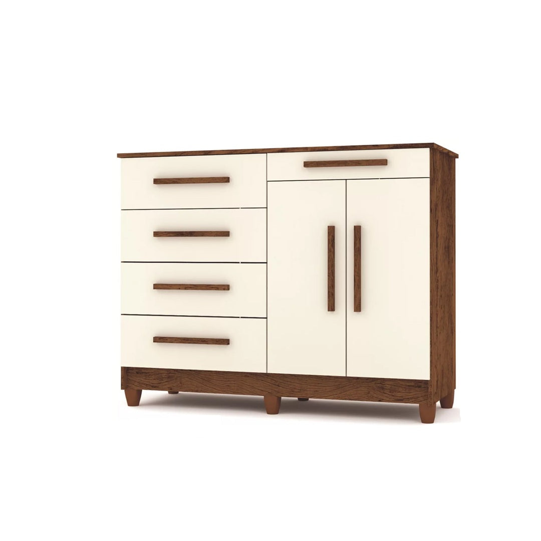 Cómoda 5 cajones y 2 puertas SIRIUS - COLOR:IMBUIA/CHAMPAGNE