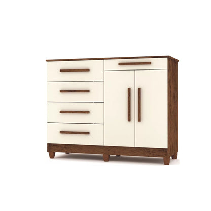 Cómoda 5 cajones y 2 puertas SIRIUS - COLOR:IMBUIA/CHAMPAGNE
