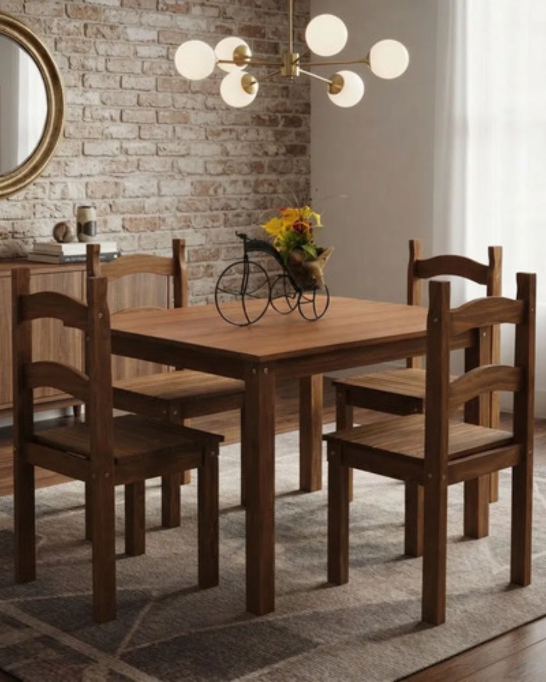 Juego de comedor 4 sillas Mexicano - CERA OSCURO