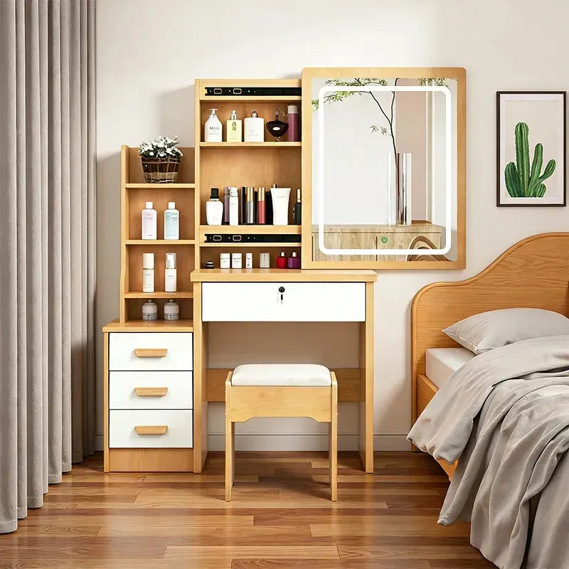  Tocador con Espejo LED Blanco/Madera - ESH0020M
