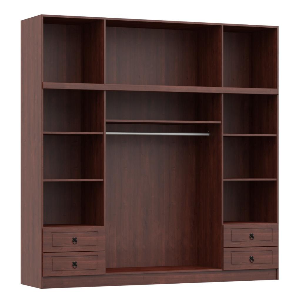 Ropero madera maciza 4 puertas - MARRON