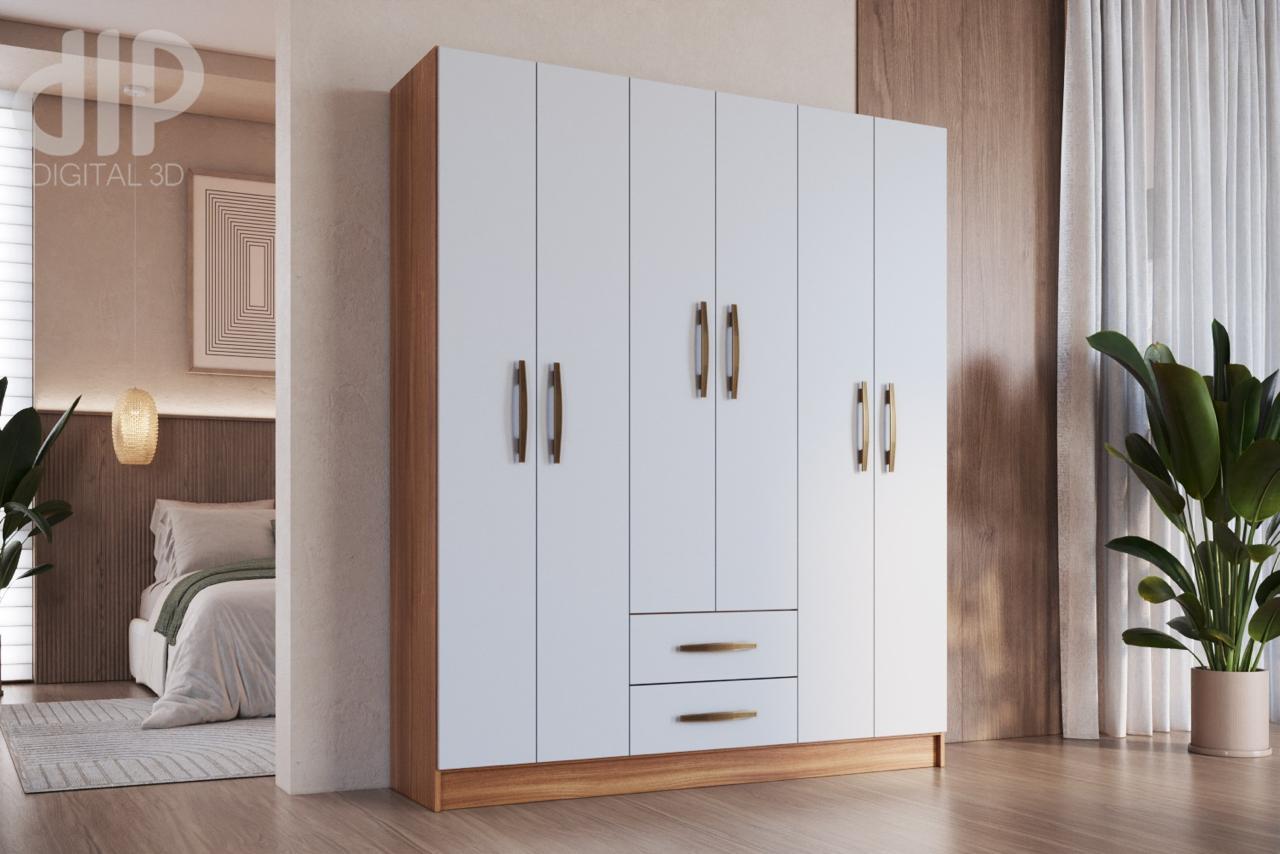 Ropero 6 puertas La Tentación - BLANCO/NOGAL