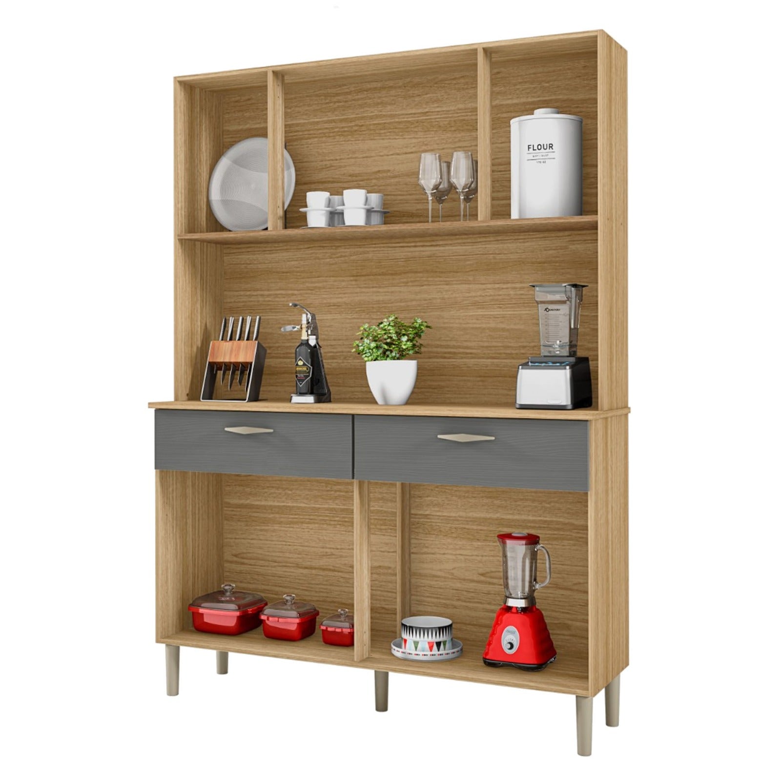 Kit de cocina 8 puertas PAN - FREIJO/GRIS