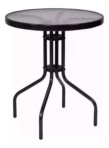 Juego de patio mesa circular y 4 sillas - RATTÁN NEGRO