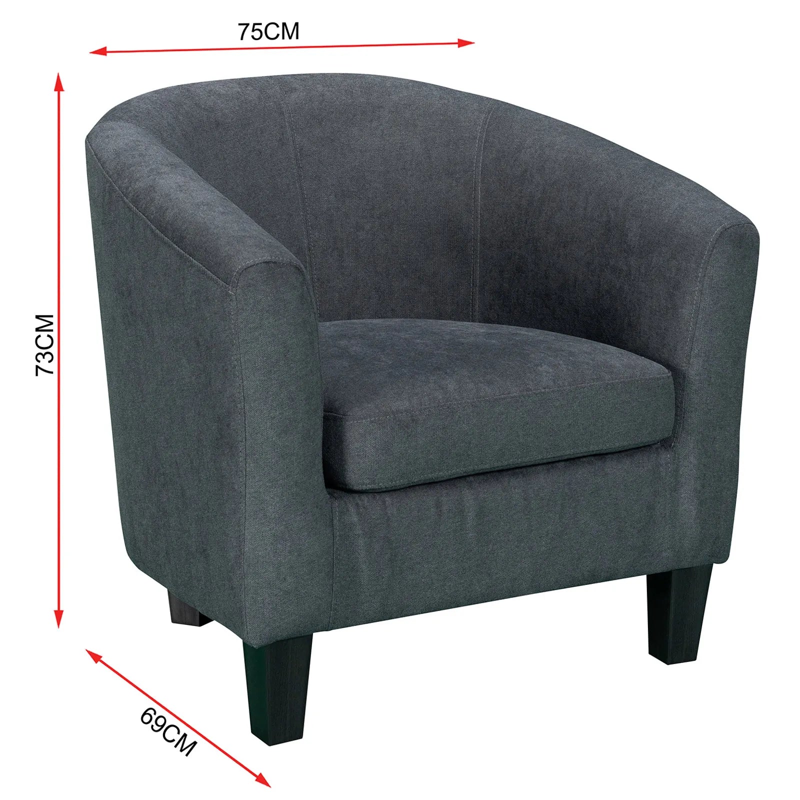 Butaca U tapizada en tela - GRIS