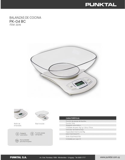 Balanza de cocina Punktal PK-04BC