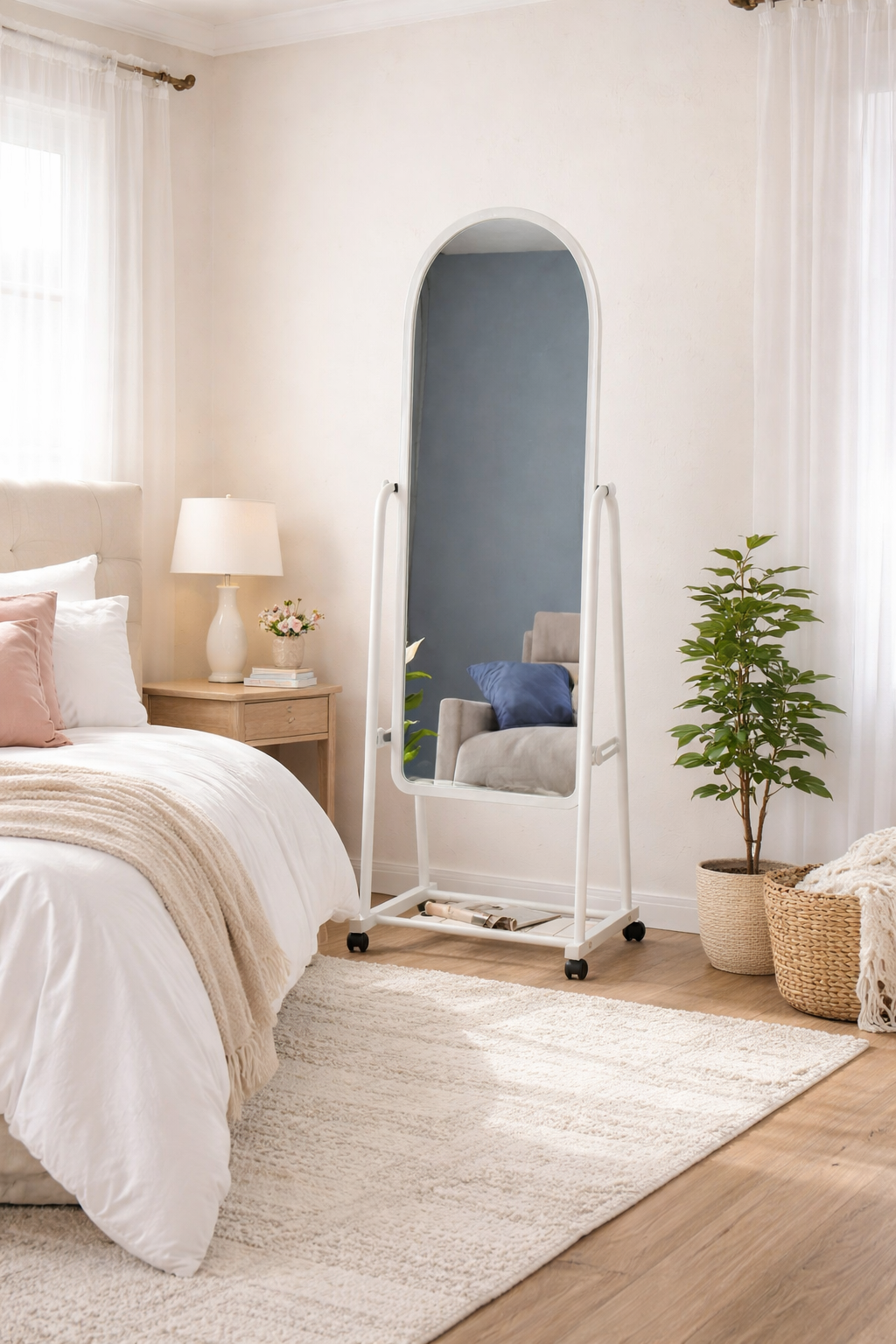Espejo de Pie con Ruedas BLANCO - 0193