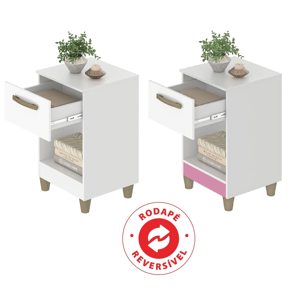 Mesa de luz 1 cajón y espacio MC210 - BLANCO FLEX
