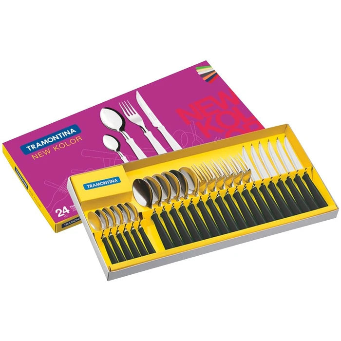 Set de 24 cubiertos Tramontina New Kolor - NEGRO