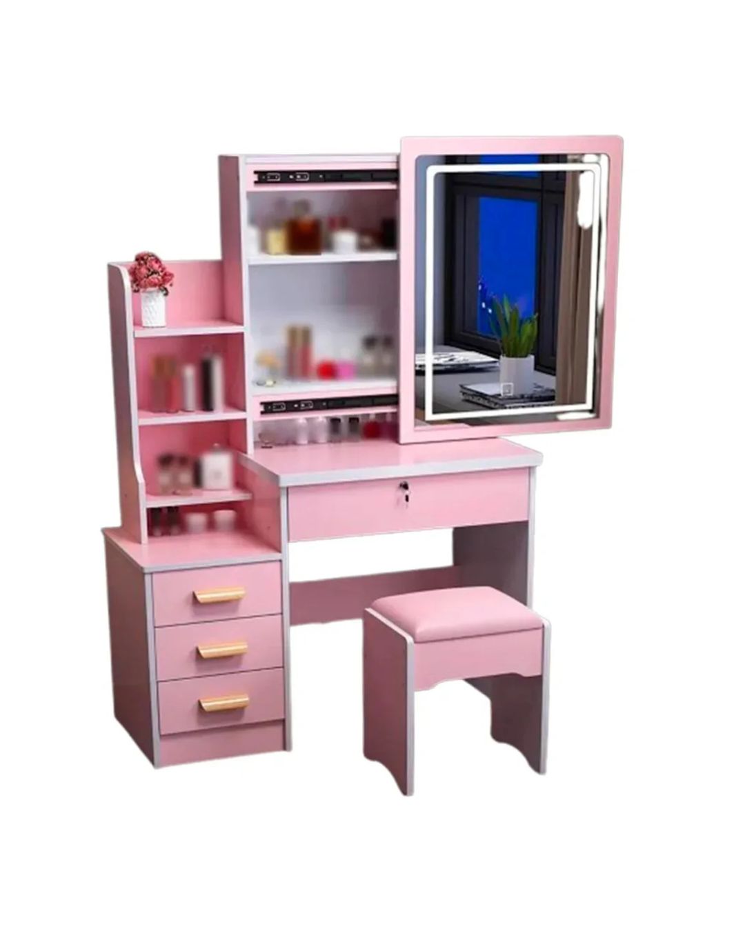 Tocador con Espejo LED Rosa - TJQ 24100