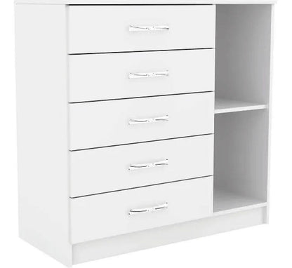 Cómoda 5 cajones 1 puerta - BLANCA