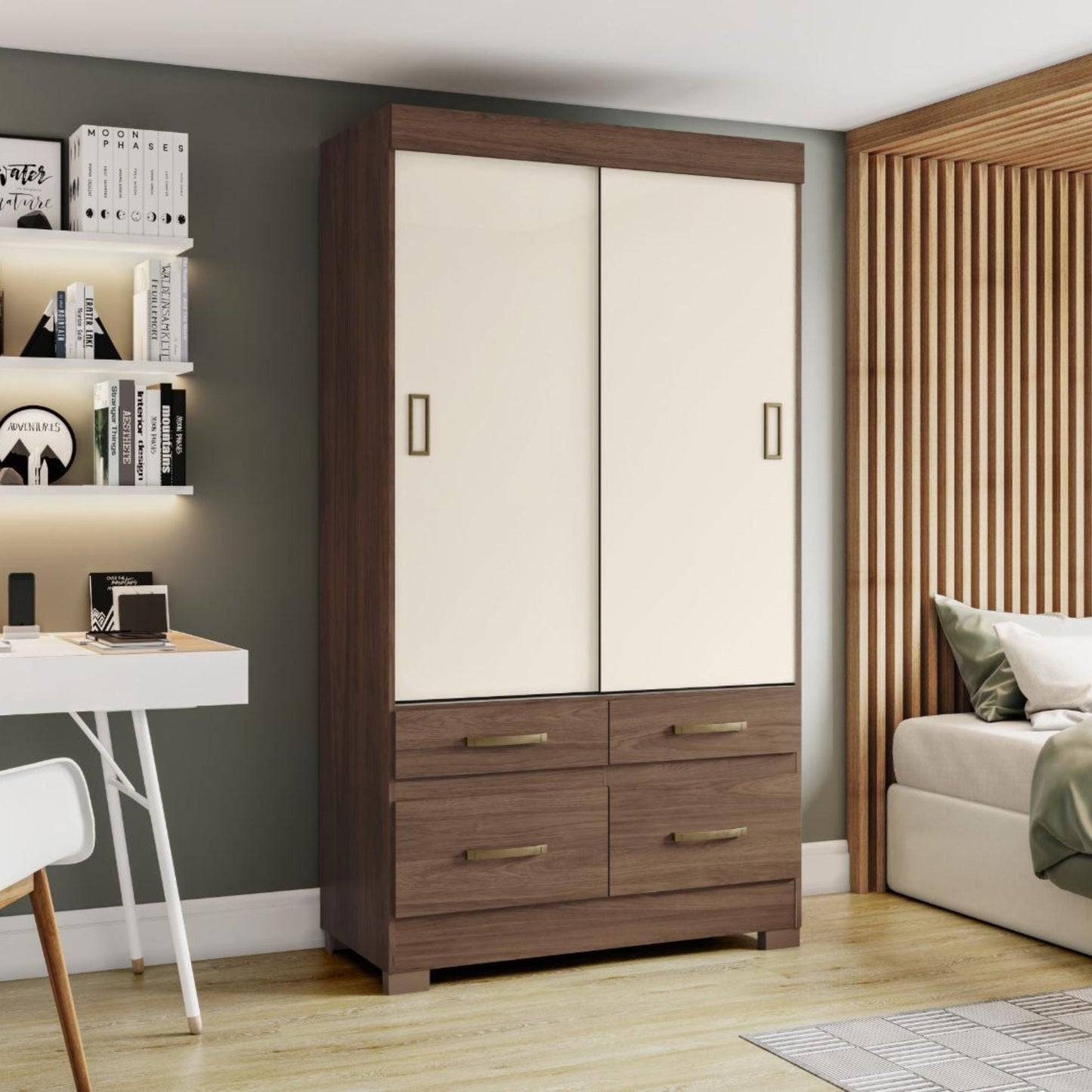 Ropero 2 puertas corredizas B25 - CASTAÑO FLEX