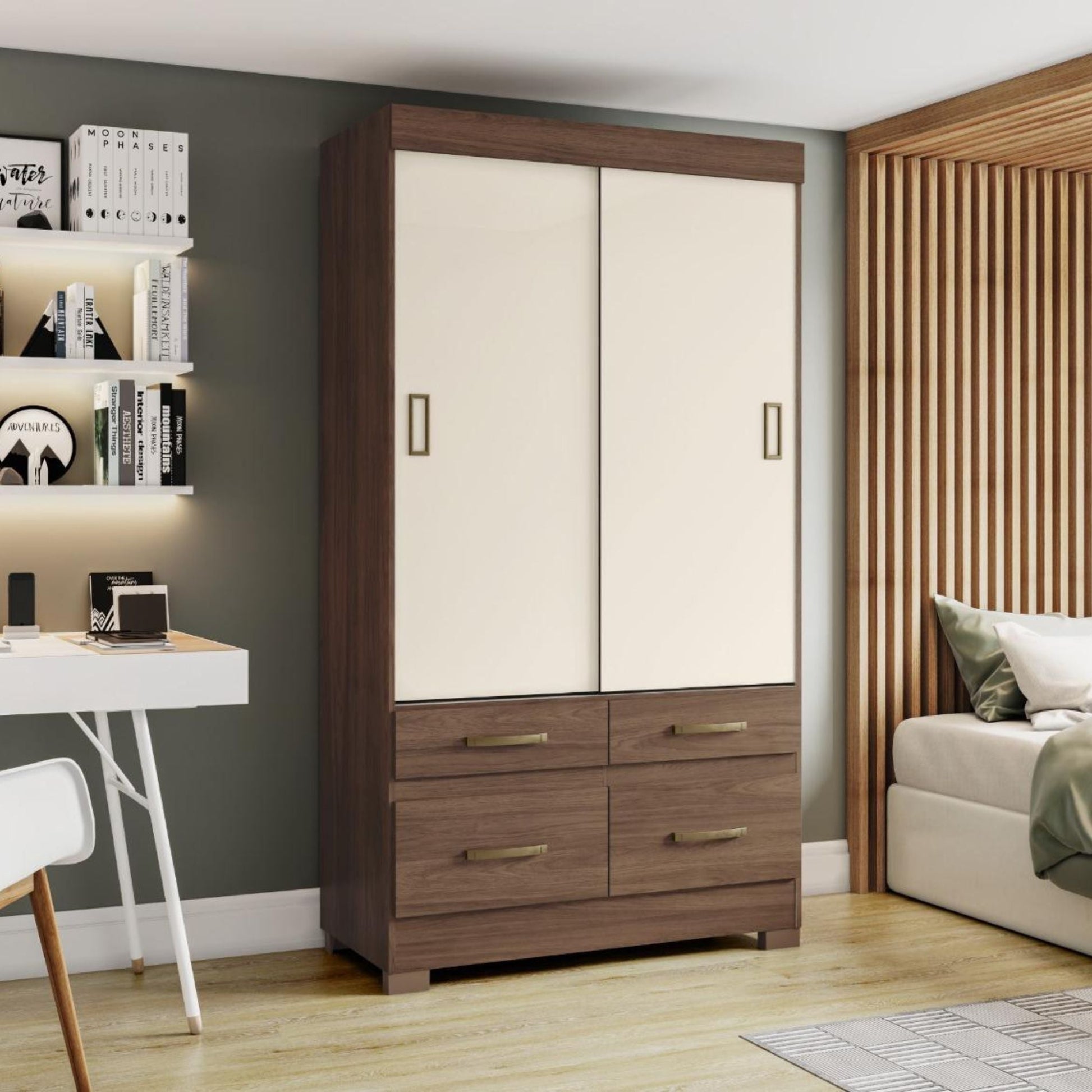 Ropero 2 puertas corredizas B25 - CASTAÑO FLEX