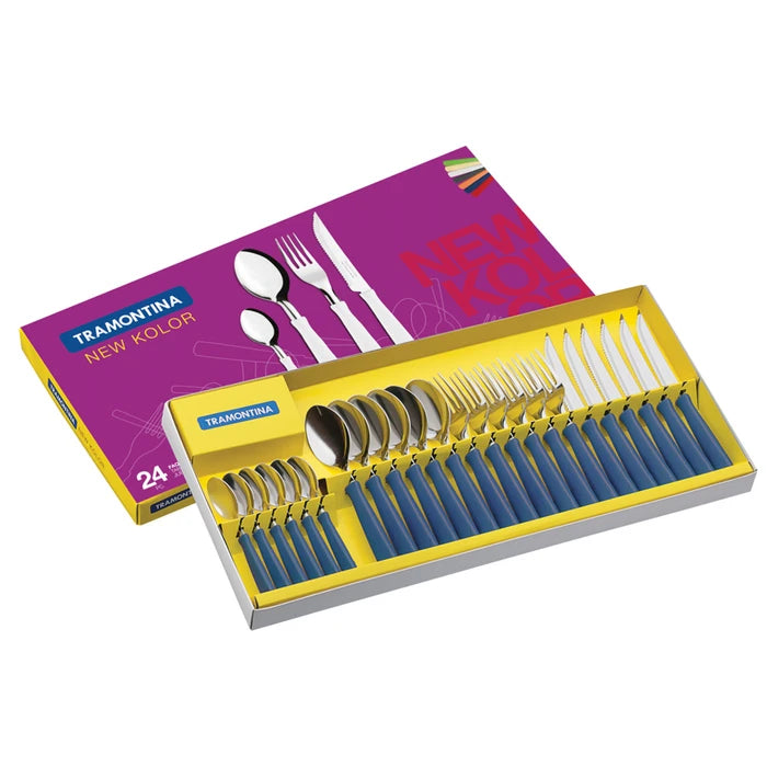Set de 24 cubiertos Tramontina New Kolor - AZUL
