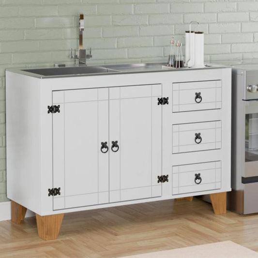 Bajo Mesada 120cm 2 Puertas 3 Cajones Linea Naturale CS030 - Blanco/Roble