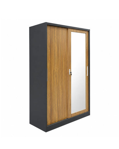 Ropero de hierro con 2 puertas corredizas TL-347 - NEGRO/MARRÓN