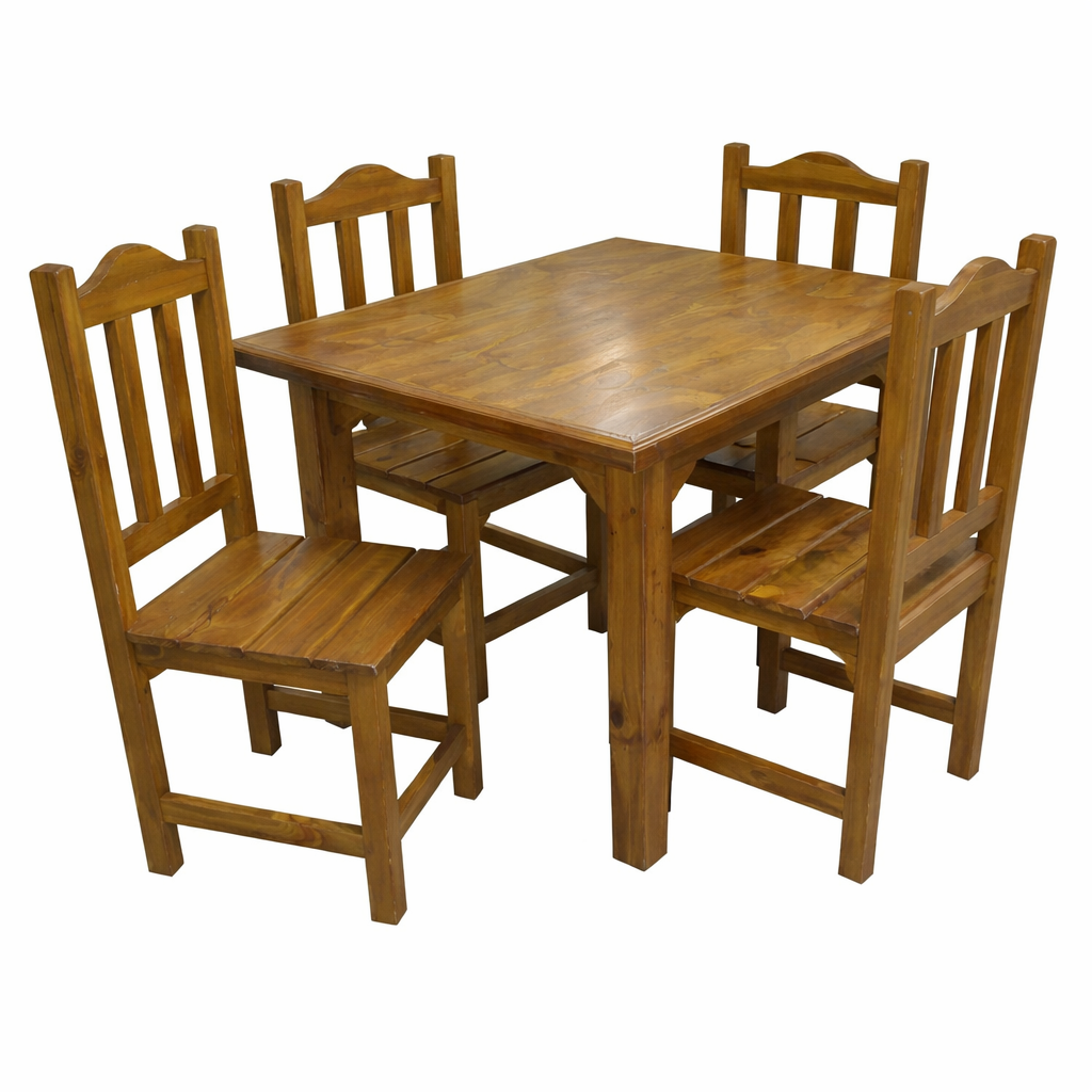 Juego de comedor 4 sillas madera de pino - LUSTRADO