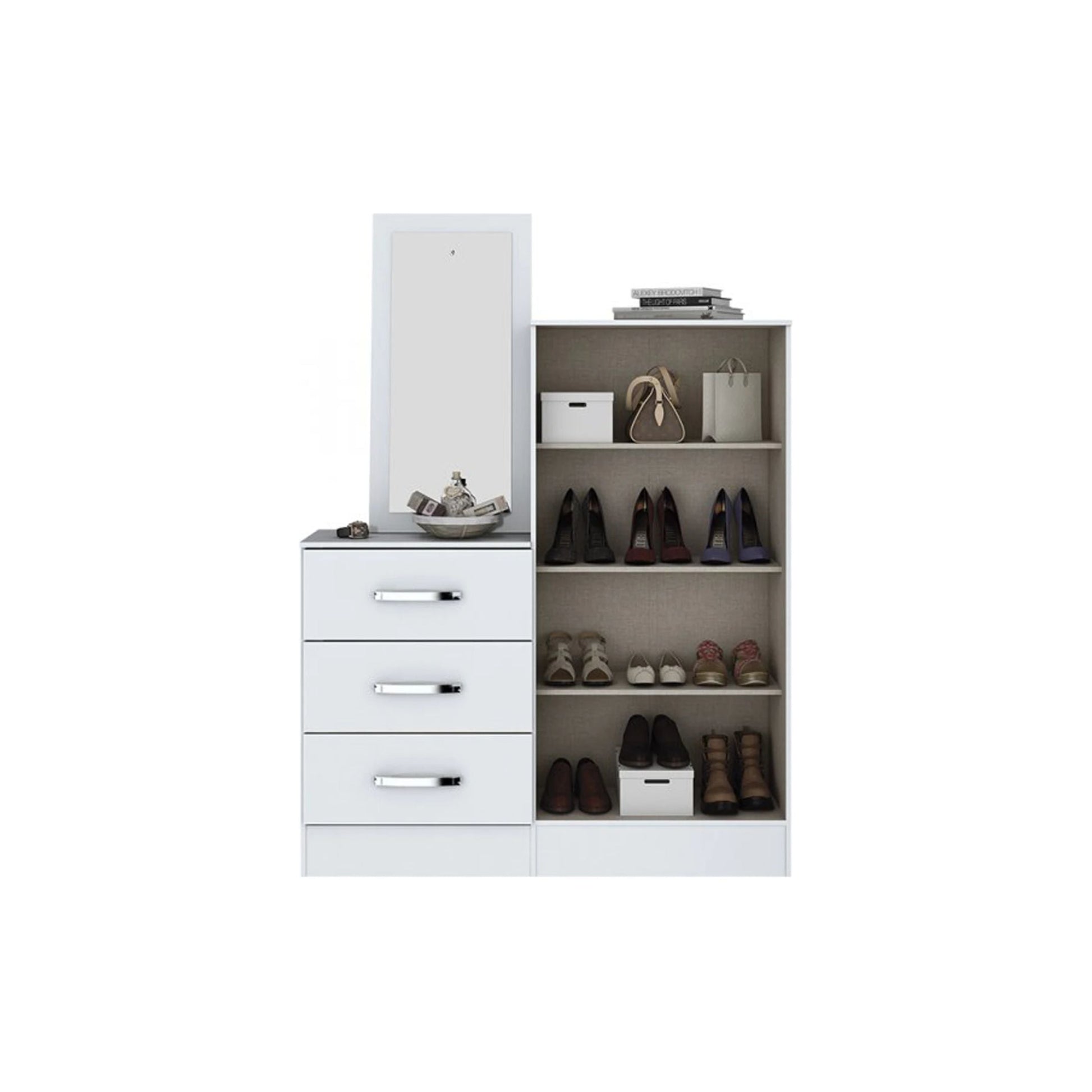 Ropero con cómoda y espejo B700 - BLANCO