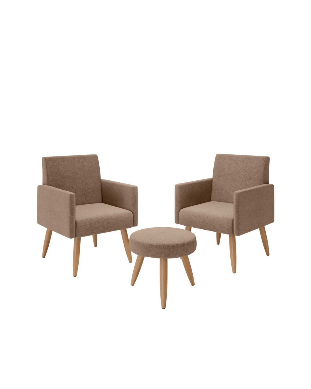 Set butaca y puff en tela Dallas - COLOR:BEIGE